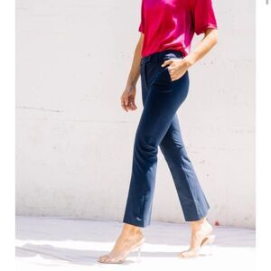 QL2 Quelledue Womens Pants Size 44  US 8 Cotton Navy Cropped  Cuff Straight Leg